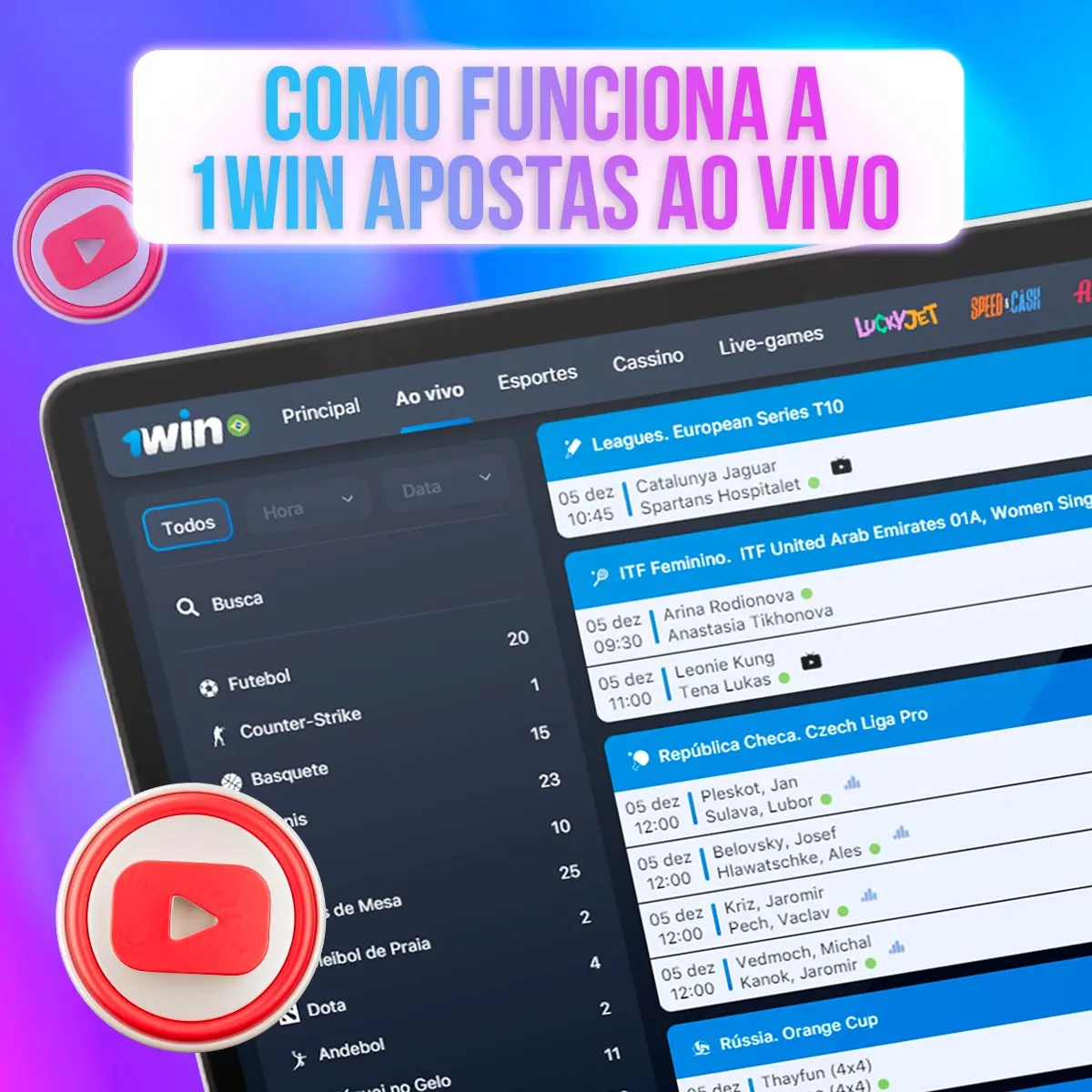 Passo a passo de como apostar ao vivo 1Win