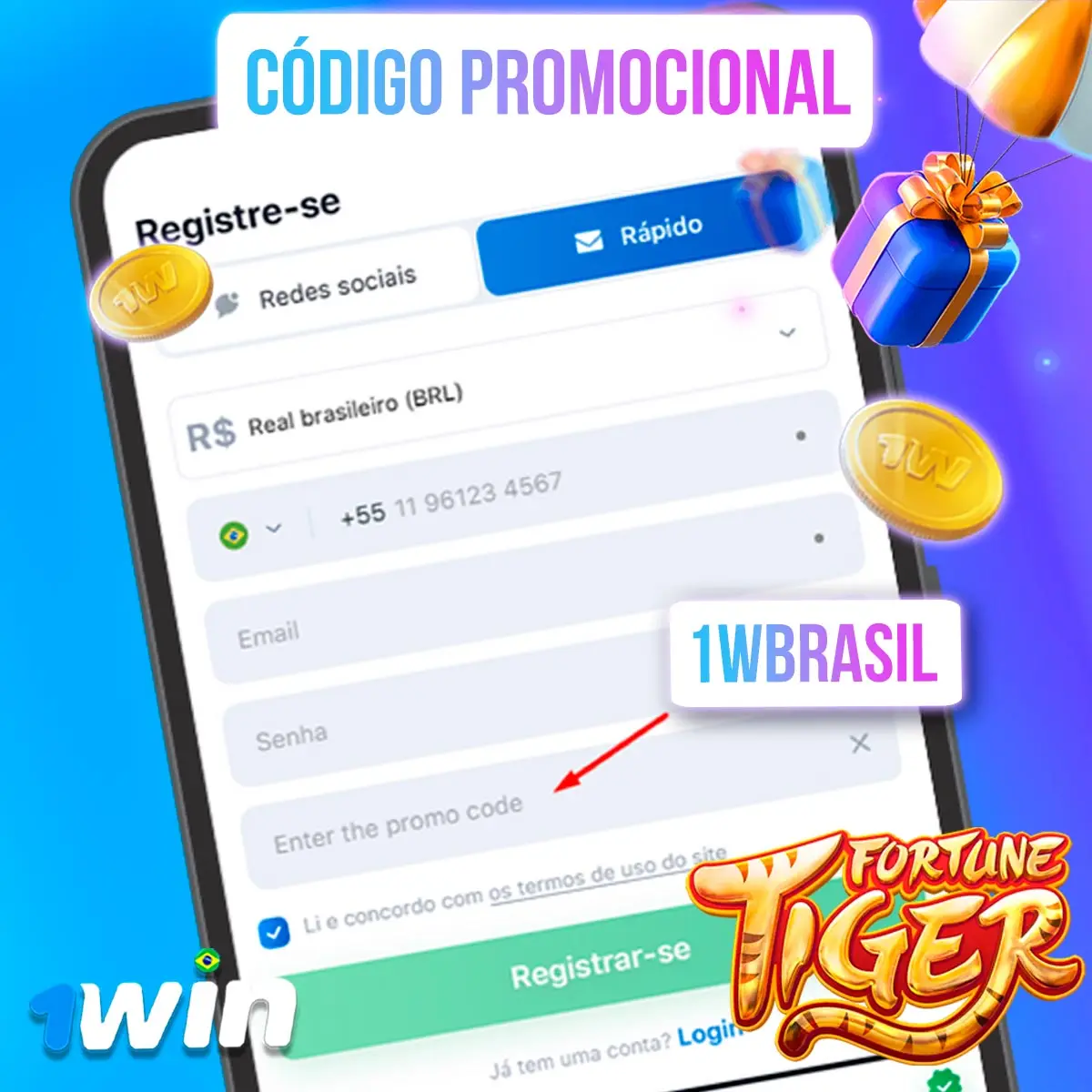 Código promocional para obter bônus para o Fortune Tiger 1win