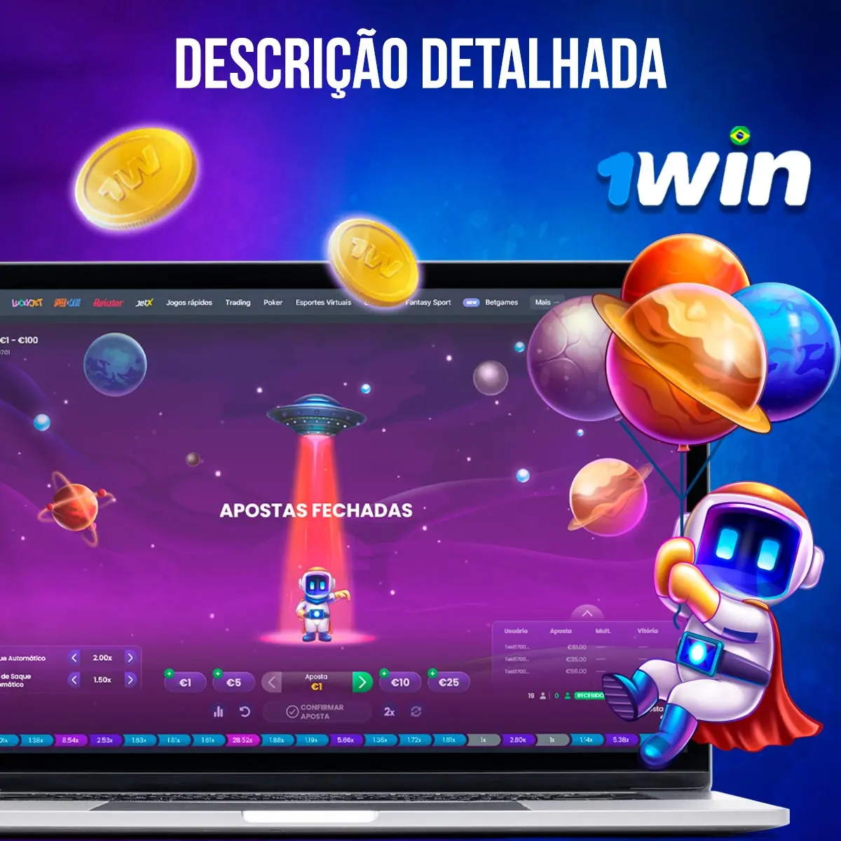 Detalhada do jogo Spaceman 1win