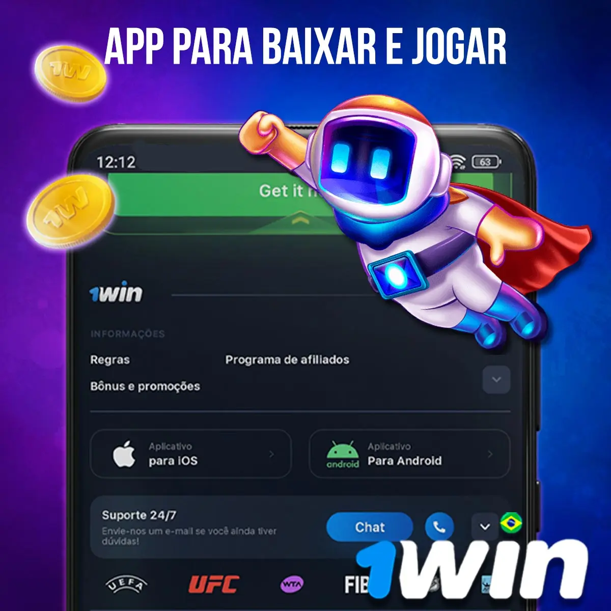 Como baixar Spaceman o aplicativo 1win para Android