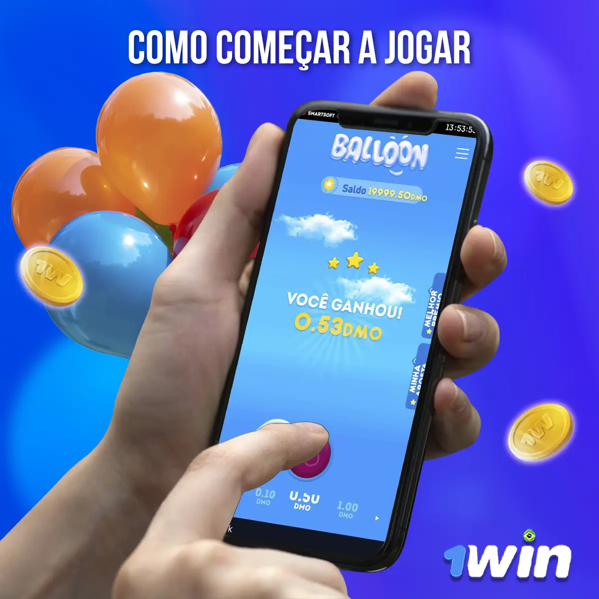 Como começar a jogar o Balloon 1Win?